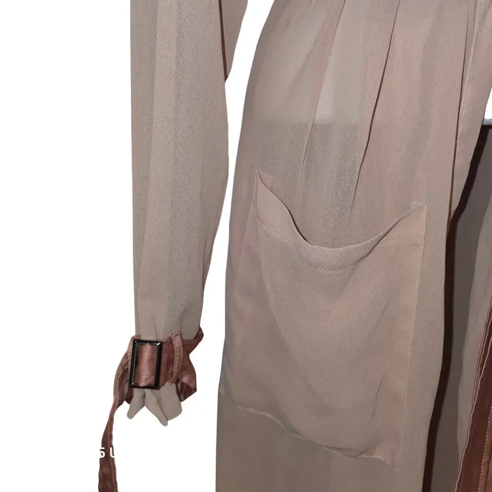 Carli Bybel x Missguided blush duster with satin belt sz 2 EU 34 - Picture 4 of 7